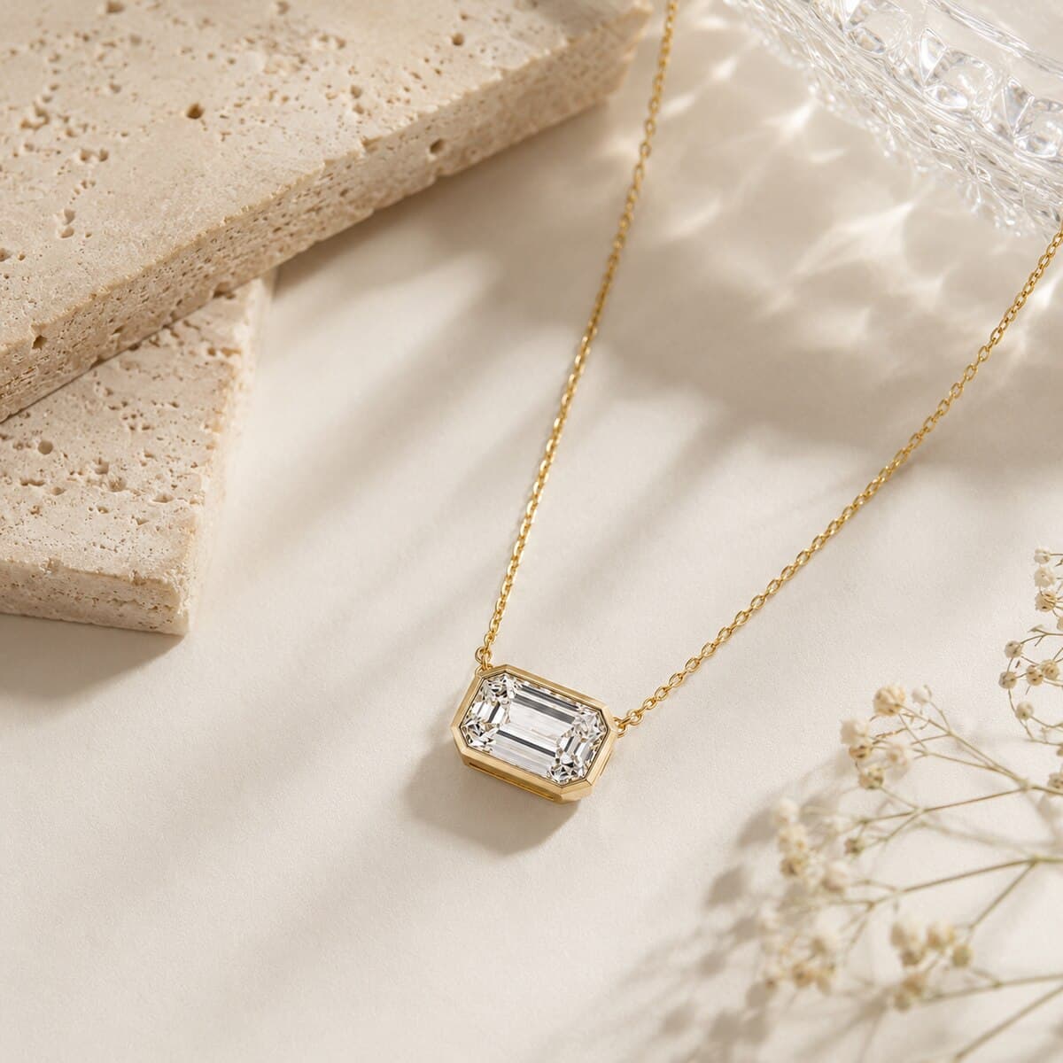 Necklace styled in a warm, editorial lifestyle setting