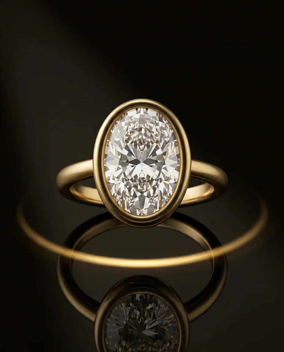 Oval diamond ring in a dark creative campaign